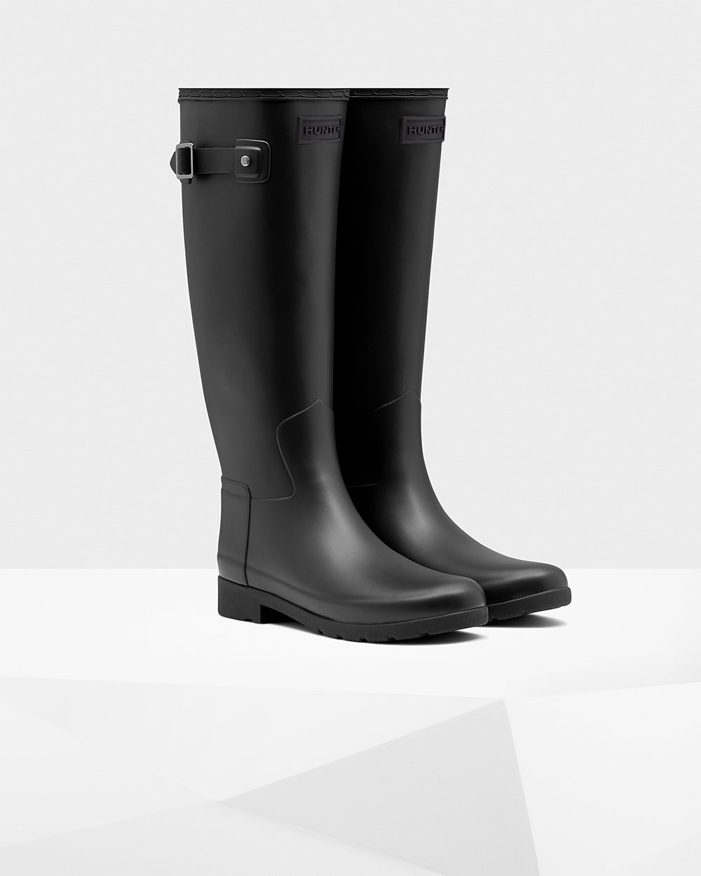 Women Hunter Refined Slim Fit | Tall Rain Boots Black | NZ-81643-PBRG